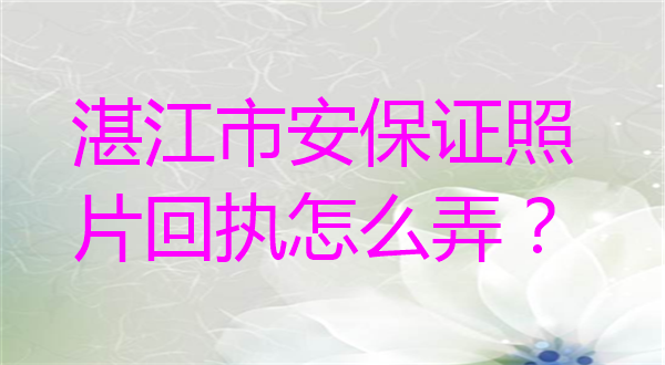湛江市保安证照片回执怎么弄？
