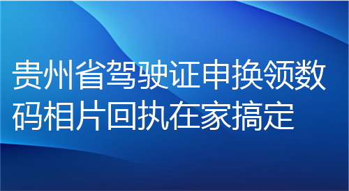 贵州省驾驶证申慌领数码相片回执在家搞定