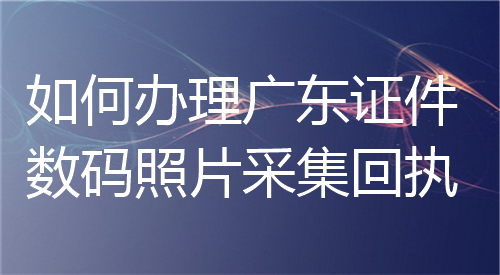 如何办理广东证件数码照片采集回执？