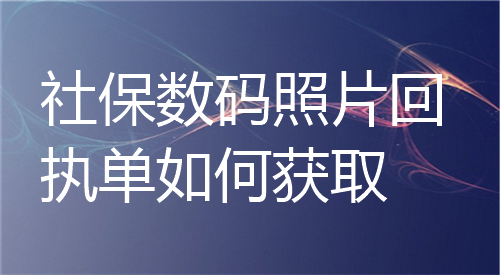 社保数码照片回执单如何获取？