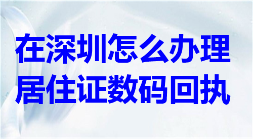 在深圳怎么办理居住证数码回执？