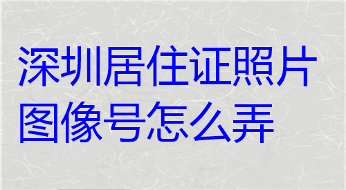 深圳居住证照片图像号怎么弄？