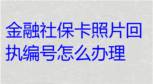 金融社保卡照片回执编号怎么办理？