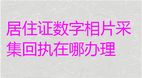 居住证数字相片采集回执在哪办理？