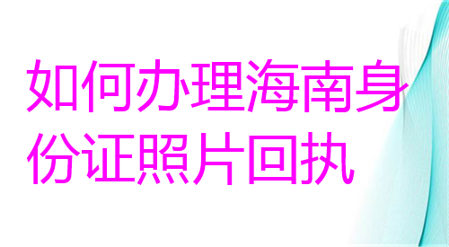 如何办理海南身份证照片回执？