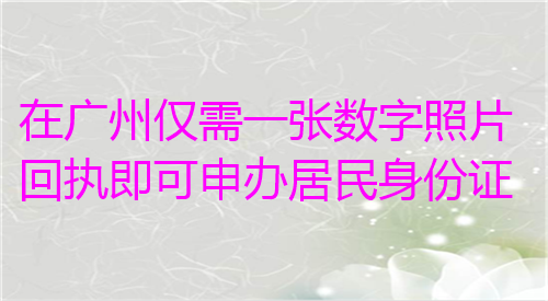 在广州仅需一张照片回执即可申办居民身份证