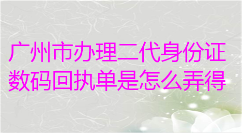 广州市办理二代身份证数码回执单怎么弄得