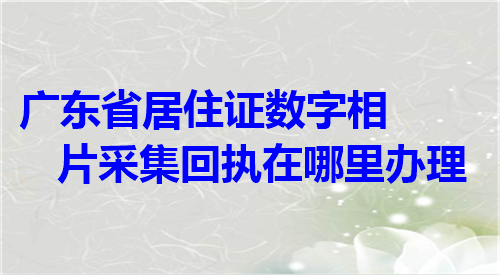 广东省居住证数字相片采集回执在哪办理