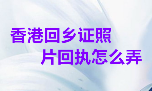 香港回乡证数码回执怎么弄