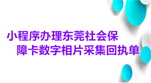 小程序办理东莞社会保障卡数字相片采集回执单