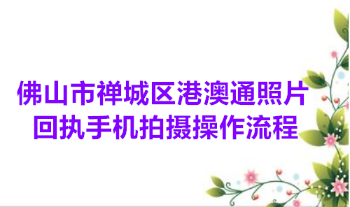 佛山市禅城区港澳照片回执手机拍摄操作流程