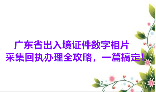 广东省出入境证件数字相片采集回执办理全攻略，一篇搞定！