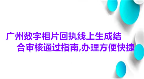 广州数字相片回执线上生成结合审核通过指南，办理方便快捷